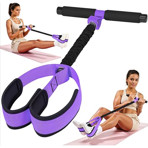 Upgraded Pedal Resistance Bands with Handles, Thickened Latex Tubes and Soft Foam Fabric Foot Pedal for Abdomen, Waist, Arm, Core/ABS, Leg Workout,Sit Up Exercise Equipment for Women - color: Purple