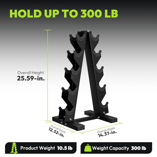 HANDBODE A-Frame Dumbbell Rack Heavy Duty Weight Stand for Dumbbells, Space-Saving Metal Storage Organizer, Sturdy Dumbbell Holder for Home Gym - style: 1 X 5-Tier A-Frame (300lb)