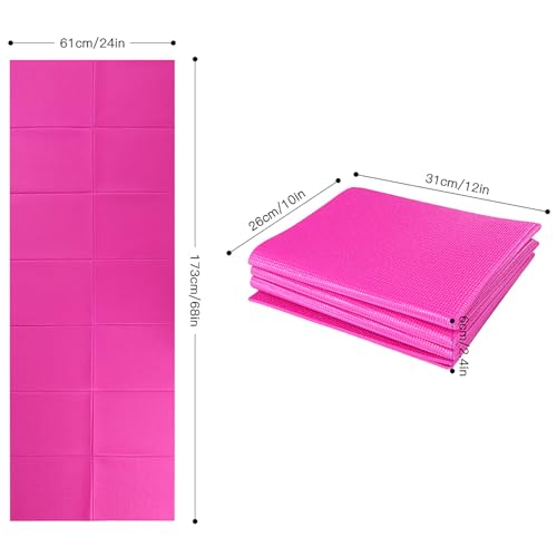 Foldable Yoga Mat Non Slip Exercise Mat 4mm PVC Portable Fitness Workout Mat for Pilates Yoga Floor Exercise Travel Compact Lightweight 68" x 24 "