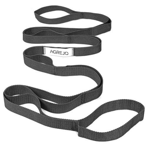 Stretching Strap Yoga Strap Physical Therapy for Home Workout, 10 Loops Non-Elastic Stretch Band for Pilates, Flexibility, Exercise and Gymnastics - color: 1-Pack Black