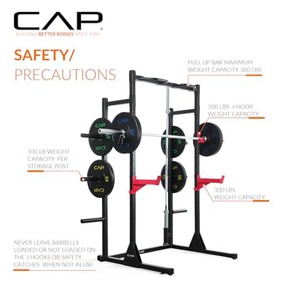 Cap Barbell Power Rack with Pull Up Bar & Attachments - Multiple Colors - color: GRAY