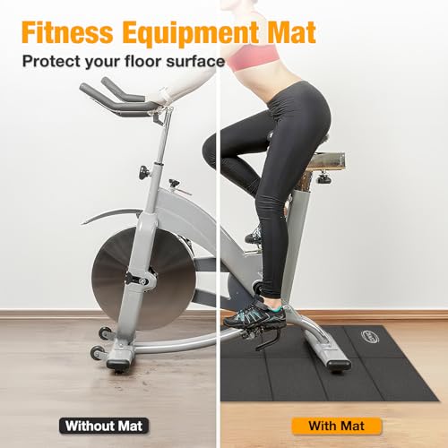 CXWXC Exercise Bike Mat 29.5” x 63” - Bike Trainer Floor Mat for Indoor Riding - Heavy Duty Fitness Equipment Mat for Treadmill Spin, Peloton, Stationary, Exercise Bike