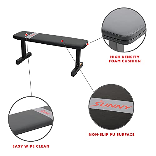Sunny Health & Fitness Heavy-Duty Weight Bench for Home Gym Training - color: 1. Black