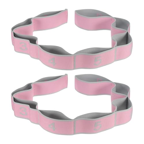 PATIKIL Exercise Bands, Yoga Stretching Strap Latin Elastic Bands for Physical Dance Stretch Pilates Resistance Bands - color: Gray/Pink