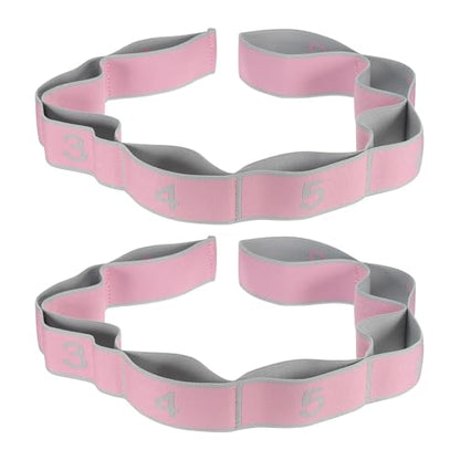 PATIKIL Exercise Bands, Yoga Stretching Strap Latin Elastic Bands for Physical Dance Stretch Pilates Resistance Bands - color: Gray/Pink