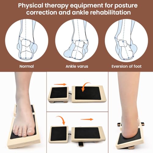 Ankle Balance Board for Standing Desk - 360° Anti-Fatigue Wobble Board with Adjustable Wooden Bars, Non-Slip Balance Trainer for Ankle Strength, Core Stability & Home/Gym Exercise