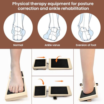 Ankle Balance Board for Standing Desk - 360° Anti-Fatigue Wobble Board with Adjustable Wooden Bars, Non-Slip Balance Trainer for Ankle Strength, Core Stability & Home/Gym Exercise