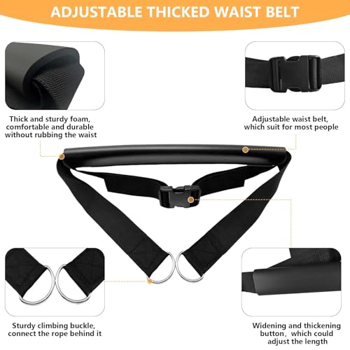 Sled Pulling Belt Set, Adjustable Waist Strap with Pulling Rope - size: 9.8ft