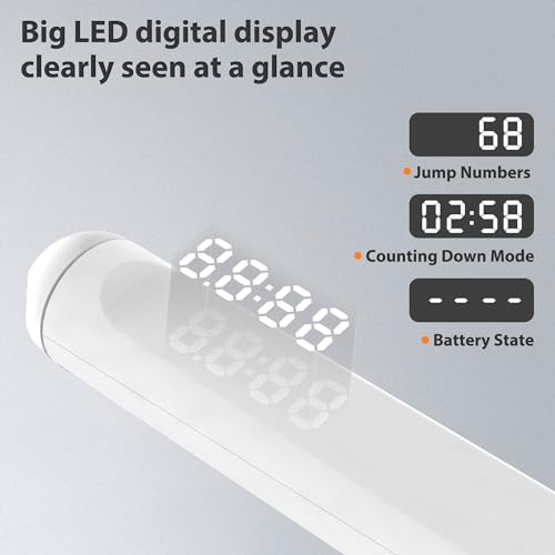 Jump Rope With Counter and App - Tangle-Free Rapid Speed Skipping Rope for Fitness, Home Exercise, Workout - Gifts for Adults, Women, Men, Kids - color: White