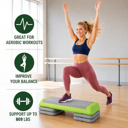 Aerobic Step Platform Height Adjustable Workout Step - color: Double-layer Base-Avocado