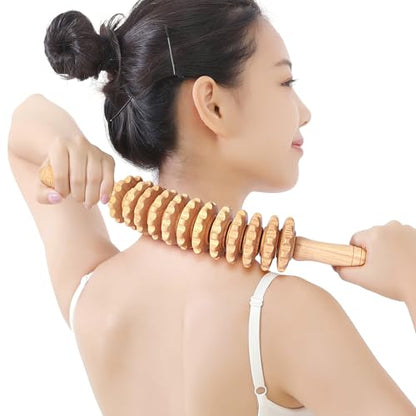 Wood Massage Roller Muscle Roller Cellulite Massage Tool Fascia Blaster Lymphatic Drainage Massager Wood Therapy Massage Tools for Deep Tissue Muscle Relief Recovery(12-Wheel) - style: 12-Wheel Massager