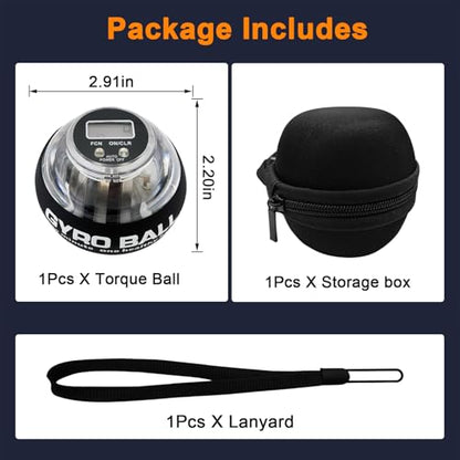 Wrist Power Gyro Ball with Counter, Curaball Torque Ball Hand Exerciser for Grip Strength Arm Trainer Chest Workout Equipment, Portable Resistance Trainer