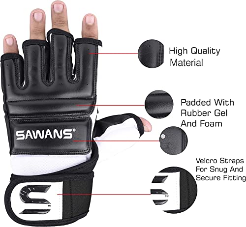 SAWANS Punch Bag Boxing Gloves Karate Mitts MMA Body Combat Taekwondo Training Martial Art Fighting Grappling Muay Thai - size: Medium