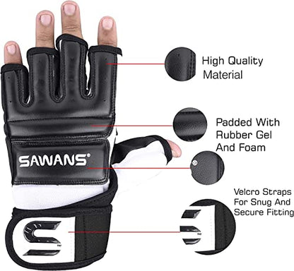 SAWANS Punch Bag Boxing Gloves Karate Mitts MMA Body Combat Taekwondo Training Martial Art Fighting Grappling Muay Thai - size: Medium