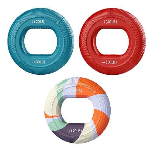 Hand Strengthener Grip 3 in 1 Rubber Circle Finger Wrist Exercise Squeezer 20 30 40 50 60 70 80 Pounds - color: 20/30/40/50/60/70LB