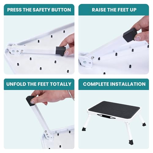 OLIXIS Foldable Step Stool, 330lbs Capacity Sturdy Metal Foldable Stool - size: 1 Pack