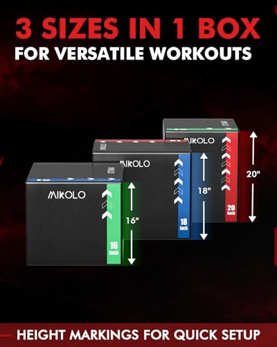 Mikolo 3-in-1 Foam Plyometric Box – Soft Jump Box with Solid Wood Core, High-Density Foam and Non-Slip Cover – No Assembly Required for Home Gym Workout - style: 24" x 20" x 16"
