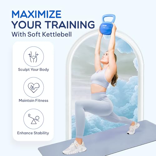 Yes4All Soft Kettlebell, PVC Strength Training Kettlebells for Women, Floor Protection & Quiet, Wide Handle, Aesthetic Soft Weights (5,10,15,20lb) for Home Gym, Fitness Beginners - color: 10lb - Peacock Blue