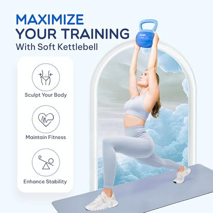 Yes4All Soft Kettlebell, PVC Strength Training Kettlebells for Women, Floor Protection & Quiet, Wide Handle, Aesthetic Soft Weights (5,10,15,20lb) for Home Gym, Fitness Beginners - color: 10lb - Peacock Blue