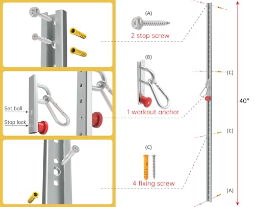 Resistance Band Wall Anchor, Wall Mount Workout Anchors for Home Gym Workouts，Body Weight Straps, Suspension Training, Exercise,Stretching,Yoga