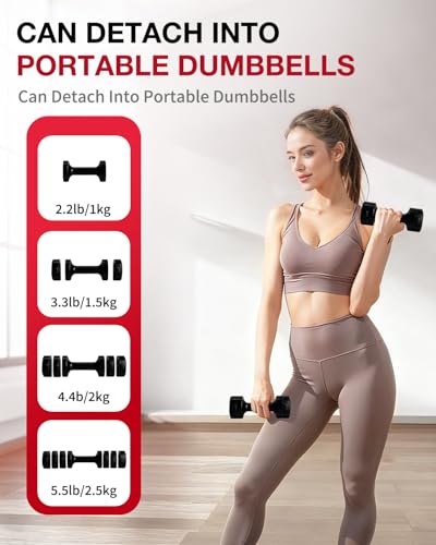 Adjustable 2-in-1 Dumbbell & Kettlebell Set, Free Hand Weight 4.4lb~11lb for Home Gym Training - color: Black