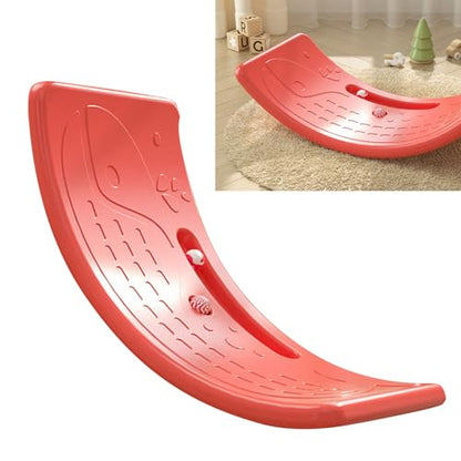 Wobble Balance Board, Kids Rocker Board Plastic Load Bearing 50kg 110.2lb Children's Wobble Board Balance Training Board for Exercise Indoor Birthday Gift - color: Red