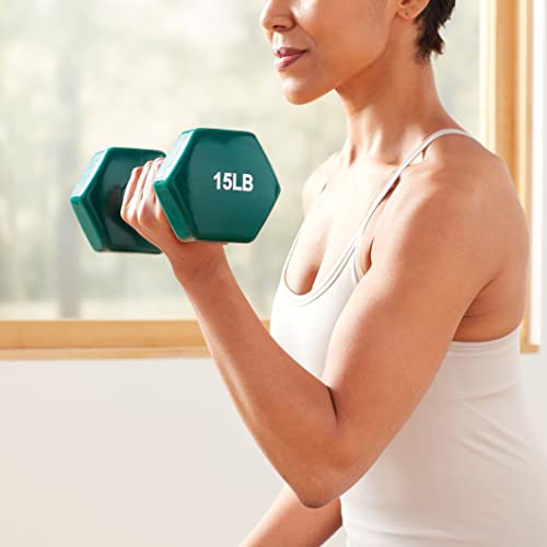 Amazon Basics Vinyl Coated Dumbbell Hand Weights - style: 15 Pounds, Pair