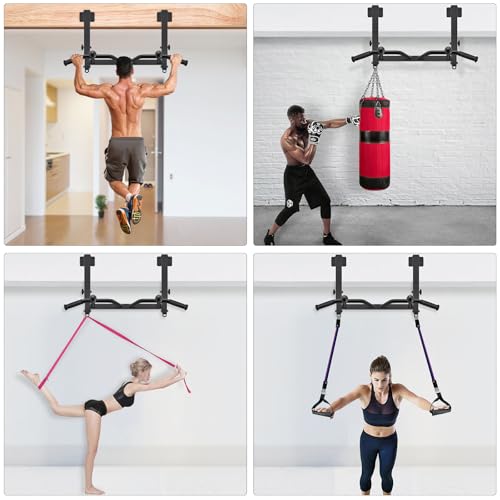 SELEWARE Heavy Duty Welded Pull Up Bar Wall/Joist/Ceiling Mount Chin Up Bar - color: E2: Black Joist Mount Pull Up Bar