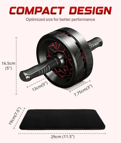 Ab Roller Wheel for Abs Workout, Exercise Wheels with Thick Knee Pad, No Noise Ab Wheel Roller for Core Workout, Abdominal Exercise, Rueda Para Abdominales, Home Gym Fitness Equipment for Men Women