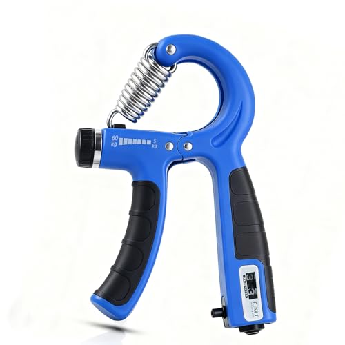 Grip Strength Trainer with Counter, Hand Grip Strengthener, Adjustable Resistance 11-132Lbs (5-60kg), Hand Grip Exerciser Strengthener Hand Exerciser for Muscle Building and Injury Recover - color: Blue
