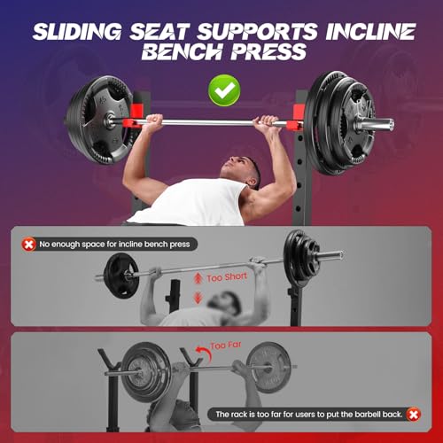 OPPSDECOR 900 LBS Weight Bench Set with Squat Rack, Adjustable Bench Press Set with Leg Extension and Leg Curl, Foldable Flat/Incline/Decline Workout Bench for Home Gym