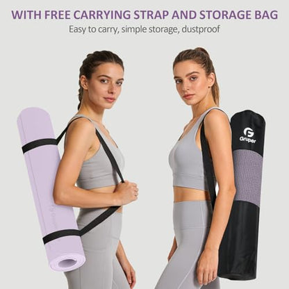 Gruper Yoga Mat Non Slip, 72"L x 24"W x 0.24"/0.32"TH, Anti-Tear Exercise Mat with Carrying Strap and Bag, Pro TPE Yoga Mats for Women, Workout Mats for Home, Pilates and Floor Exercises