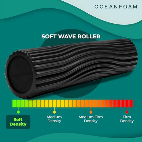 Soft Tidal Roller (Black) - Low Density Foam Roller for Physical Therapy, Back Pain, Excercise & Stretching - Wave Textured - Yoga, Athletics, & Wellness - Full Size, 20" x 5" - color: Black