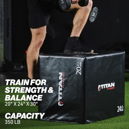 Titan Fitness Soft Foam Plyometric Jump Box, 20in 24in 30in, Pro-Duty Foam Plyo Box, Step Up Exercise Platform, Box Squat, Step-Up, Box Jumps for Home Garage Gym Training