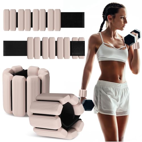 Wrist Weights Set of 2, Wearable Wrist Ankle Weights for Women & Men, Silicone Weighted Bangles Adjustable Arm and Leg Weights for Walking Yoga Pilates Running Dance Gym 2lb