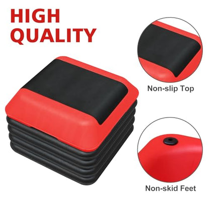16" x 16" High Aerobic Step Aerobics Stepper Platform with 4 Risers, Exercise Workout Stepper, Home Gym Equipment, Fitness Step Platform, Adjustable Aerobic Stepper - color: Black+Red
