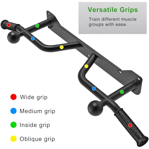 SELEWARE Heavy Duty Welded Pull Up Bar Wall/Joist/Ceiling Mount Chin Up Bar - color: D2: Black Wall Mount Pull Up Bar