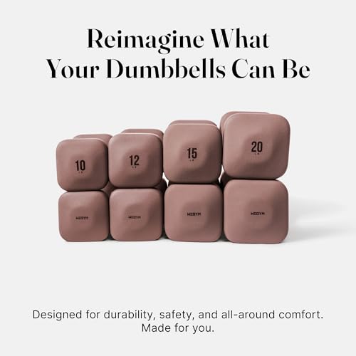 WeGym SafeGrip Square Dumbbells with Anti Slip Handles, Aesthetic Free Weights for Home Workouts, Stable Design Prevents Rolling during Floor Exercises - color: Rose, style: 10LB Pair