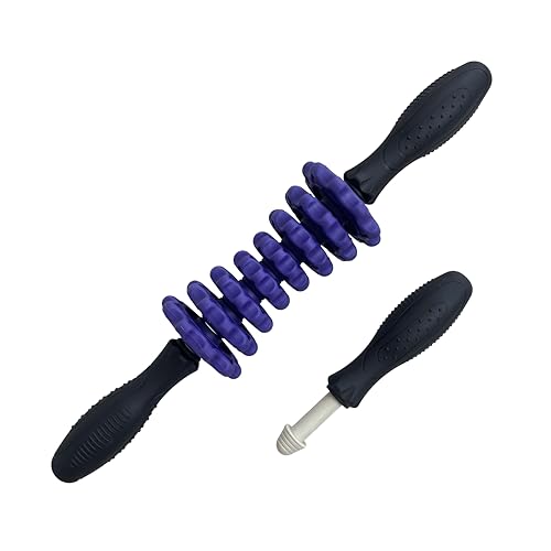 3-in-1 Muscle Roller Stick, Manual Massage Tool with 8 Adjustable Gears & POM Core, Customizable Deep Tissue Relief for Neck, Back, and Calves, Portable Post-Workout Recovery (Purple)