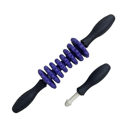 3-in-1 Muscle Roller Stick, Manual Massage Tool with 8 Adjustable Gears & POM Core, Customizable Deep Tissue Relief for Neck, Back, and Calves, Portable Post-Workout Recovery (Purple)
