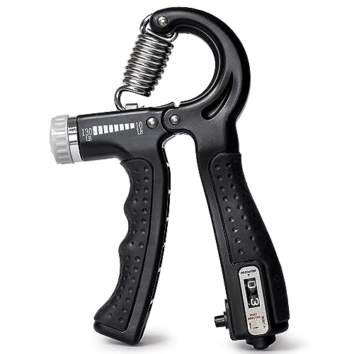 DMI Compact Hand Exercise Grip Strengtheners with Adjustable Weight Resistance from 10-130lbs, Grip Tracker keeps Track of Number of Squeezes, FSA & HSA Eligible, Set of 2