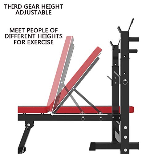 Dip Stands Weightlifting Bed Household Folding Weightlifting Bed Bench Press Rack Multifunctional Barbell Rack Small Professional Training Bed Dumbbell Stool Fitness Equipment ，Black-58x38x80~105cm