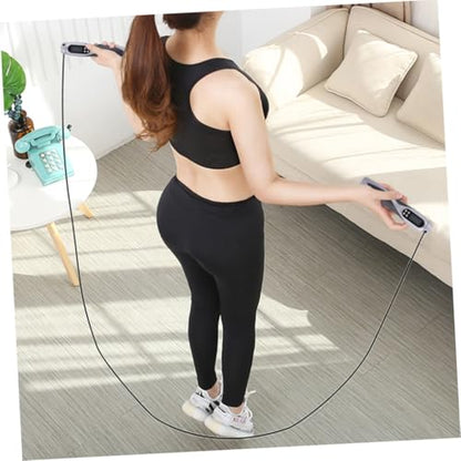 NOLITOY Electronic Counting Weighted Jump Rope for Workout Steel Wire Skipping Rope with Digital Counter Black Heavy Duty for Gym and Fat Loss
