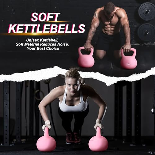 DlandHome Kettlebell Weights Strength Training Kettlebell-Great for Full Body Workout and Strength Training,Easy Grip Handle,PVC Filled with Iron Sand - color: Pink-15lbs