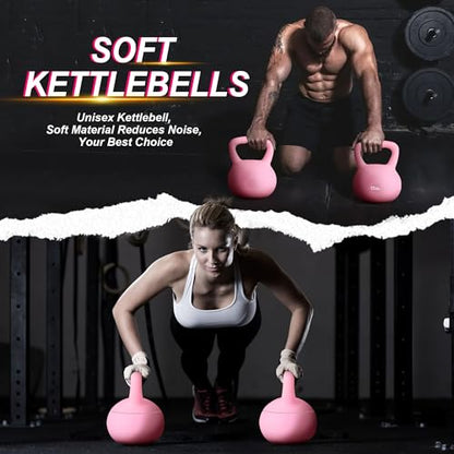 DlandHome Kettlebell Weights Strength Training Kettlebell-Great for Full Body Workout and Strength Training,Easy Grip Handle,PVC Filled with Iron Sand - color: Pink-15lbs
