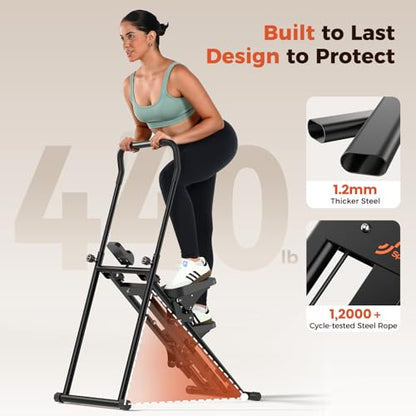 Sportneer Foldable Stair Stepper for Home Gym, Adjustable Resistance, Vertical Climber with Handlebar, Extended Step Range for Full-Body Workouts with 440lbs Weight Capacity
