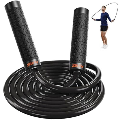 KUTIZE Jump Rope, Weighted Jump Rope for Men Women, Adjustable 1lb Heavy Skipping Ropes, Suitable for Boxing, Cardio, Home Fitness, Training Muscle, Home Gym Workout Equipment for Full Body Exercise - style: Black Jump Rope-1LB