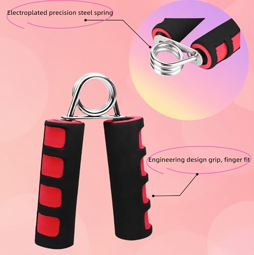 Grip Strengthener Set - 2 Soft Foam Hand Exercisers for Arthritis Relief, Carpal Tunnel & Strength Training | Portable Hand Grip for Men/Women, Home/Office/Travel | Rehab, Tendonitis, Stress Relief - color: red-black