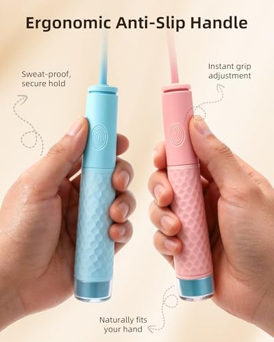 YUEDONG Speed Jump Rope, Dual Bearings, Fingerprint Grip, Kids Adults - color: PINK