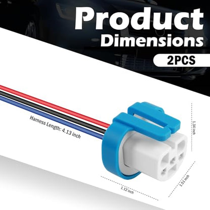2PCS Headlight Wiring Harness,3 Pin Headlight Harness Replacement 9007 9004 HB1 HB5 Ceramic High Tempreture Resistant,Universal Headlights Connector Plug Car Accessories